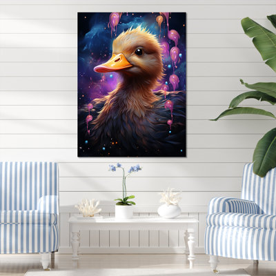Cute Purple Splashes Of Delight Duck - Duck Animal Wall Art