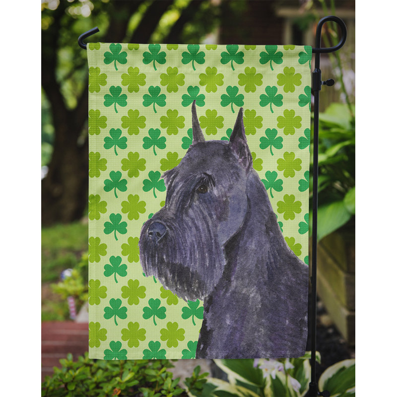 Drapeau de jardin à 2 côtés st. patrick day trèfle, Schnauzer (noir)