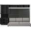 Grand lit mural avec tablettes, gris, multifonctionnel et peu encombrant pour les maisons compactes, dans de bons petits appartements