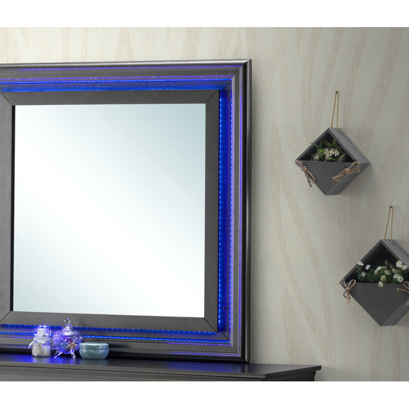 Élégant miroir transitionnel en noir métallique