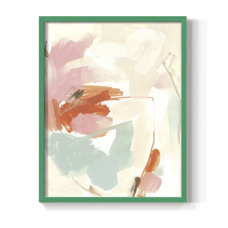 «Peach Blossom Mirage I», reproduction encadrée - bois massif, Vert, H 30 po x l 24 po