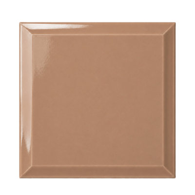 Powder Room 6" x 6" Glossy Beige Beveled Subway Wall Tile