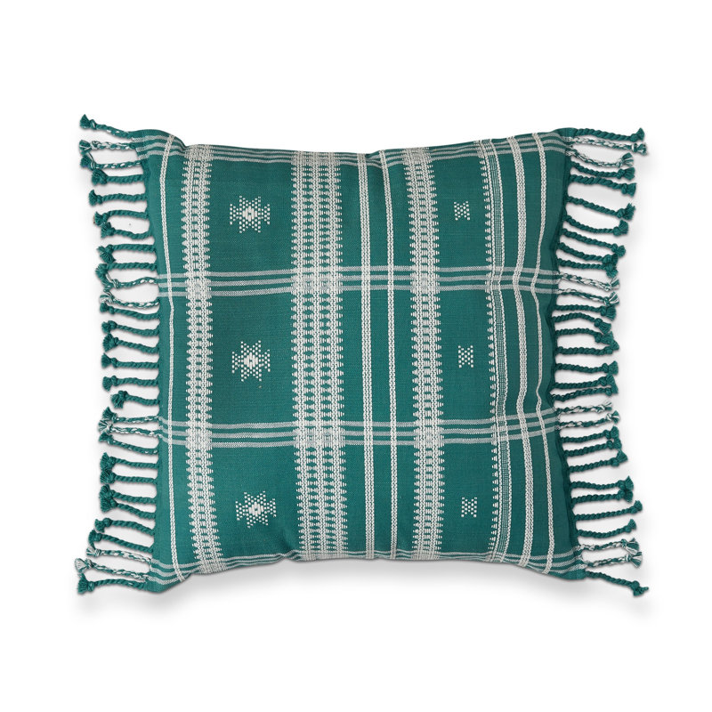 Tassels Cotton Throw Pillow, Green