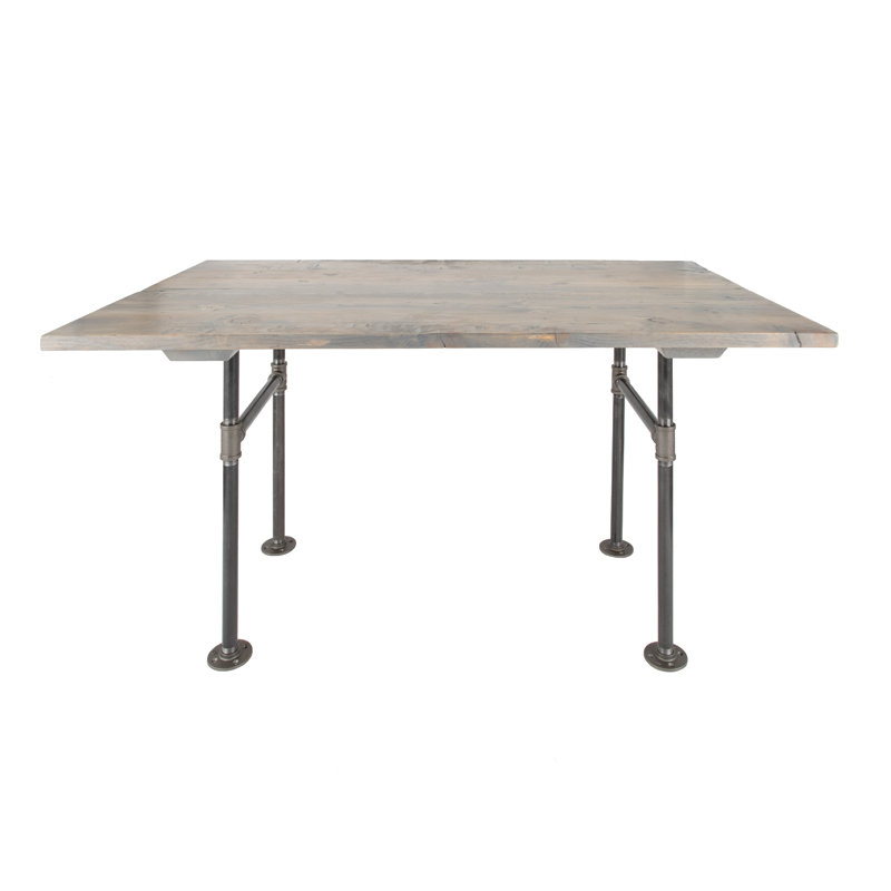 60 In. X 36 In. X 29.25 In. Wood Dining Table With Industrial Steel Pipe Legs, Riverstone Gray
