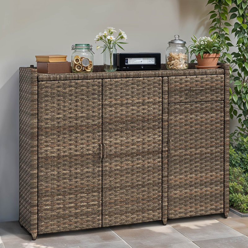 Latitude Run® Doerfler 47.6'' W Water Resistant Cabinet Deck Box in Brown