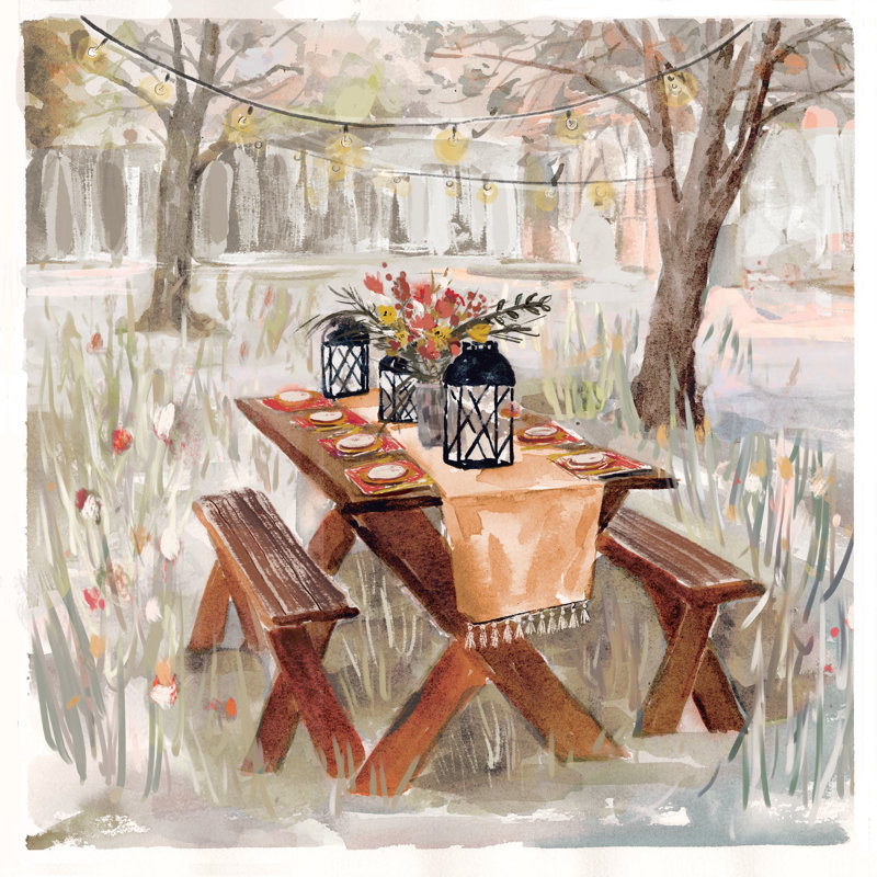 «Fall Tablescape Under String Lights», reproduction sur toile, H 30 po x l 30 po