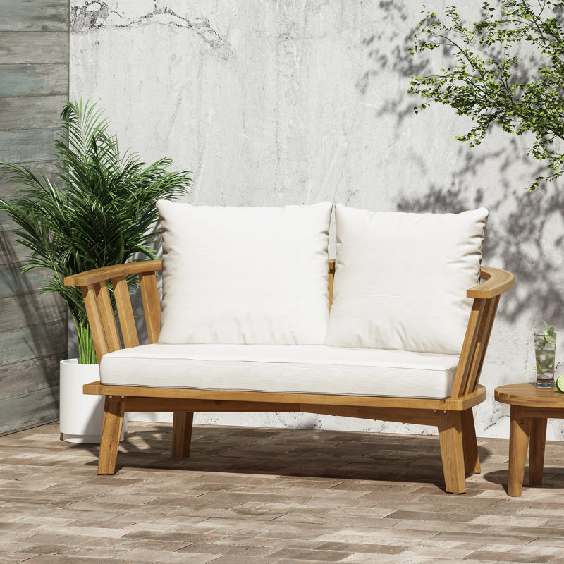Causeuse d'extérieur en bois avec coussins