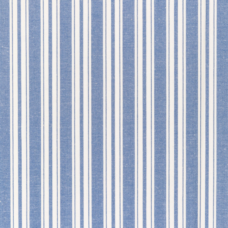 Normant Checks and Stripes II Selune 100% Cotton Performance Fabric, Sky