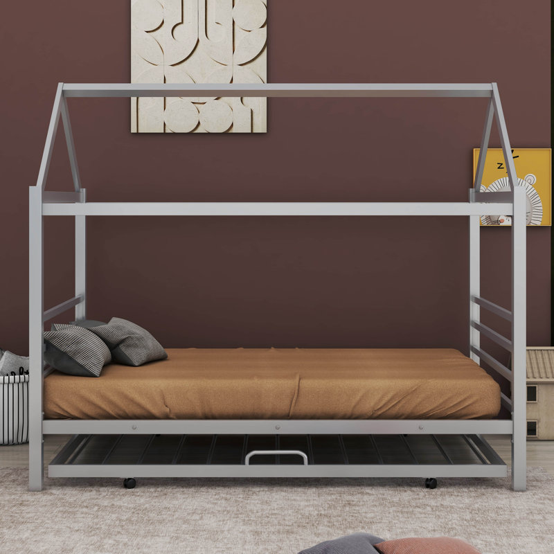 Lit plateforme simple en métal Mondamin, Argent
