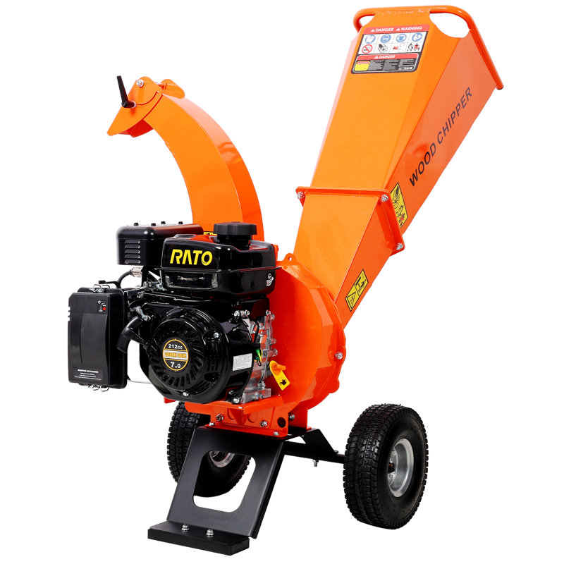 Déchiqueteuse-déchiqueteuse à bois 7ch, déchiqueteuse à déchiqueteuse de 7 pouces, capacité de 3 pouces, capacité de 212cc alimentée au gaz avec goulotte d'alimentation prolongée pour les branches, les branches et les débris de jardin