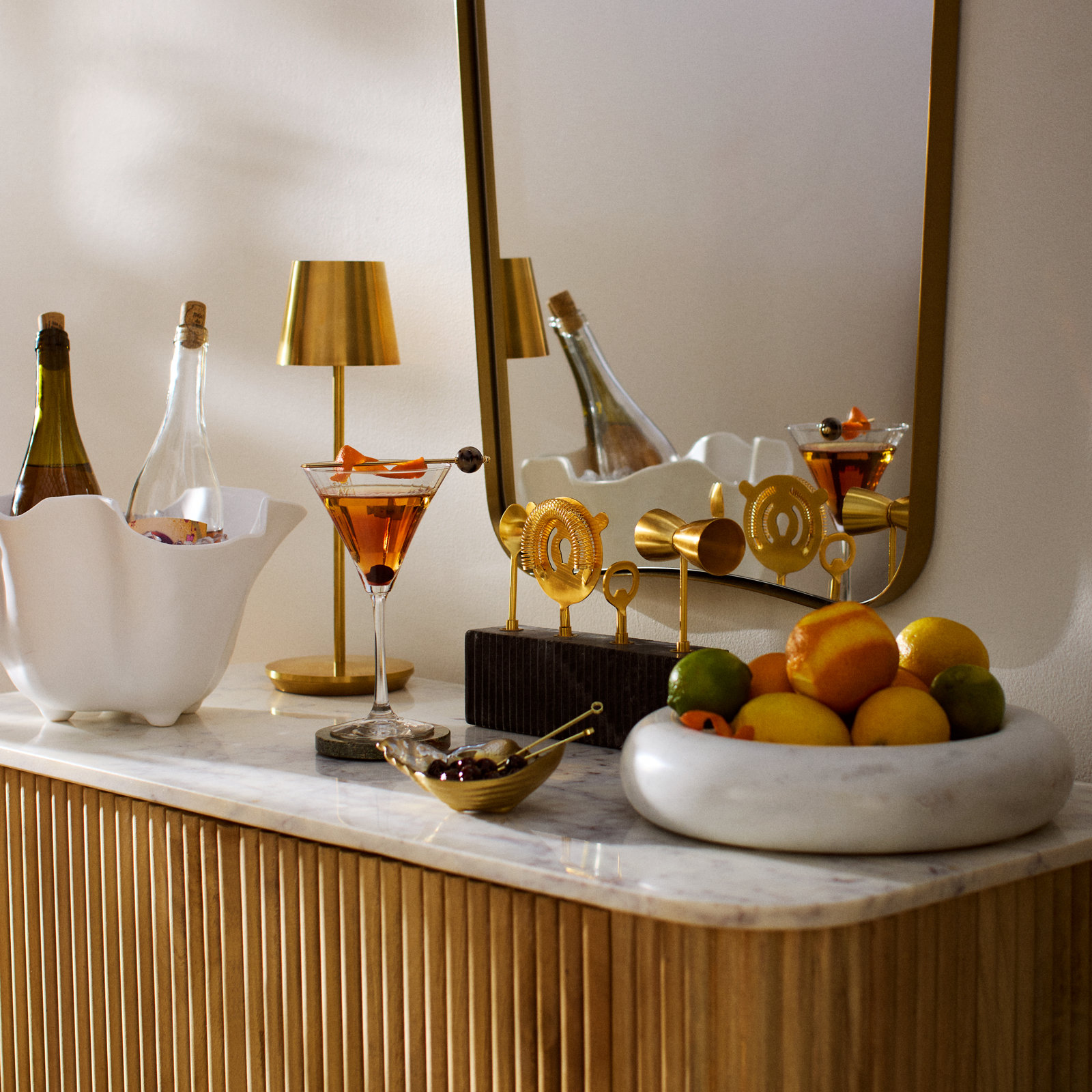 Paneled Ribbed Martini Glass