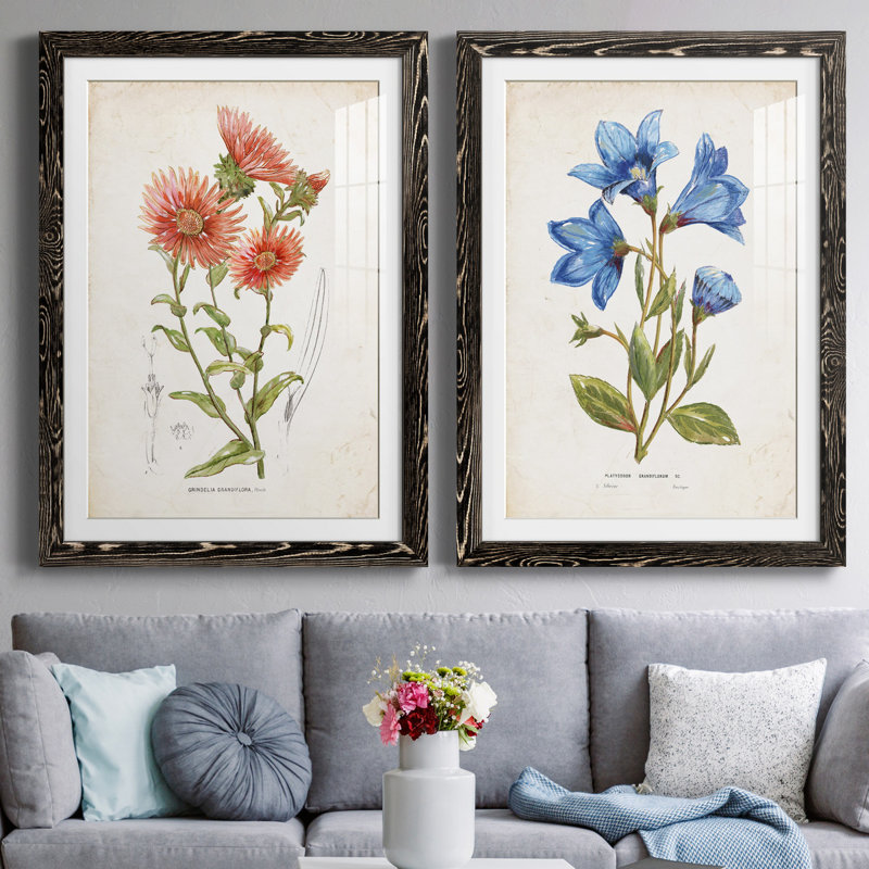 Botanical I - 2 Piece Print, White, Black Framed Paper, 37.5" H x 27.5" W x 1" D
