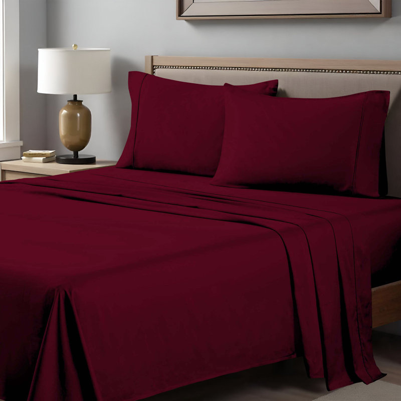 Ensemble de draps en satin de coton égyptien peigné de qualité supérieure à densité de tissage de 400 fils Superior, Double