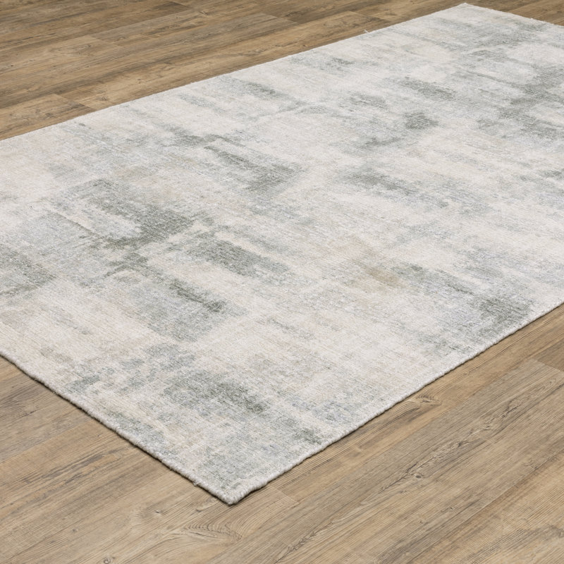 Michalski Textural Distressed Abstract Beige/ Grey Hand-made Area Rug, Rectangle 5'12" x 8'12"