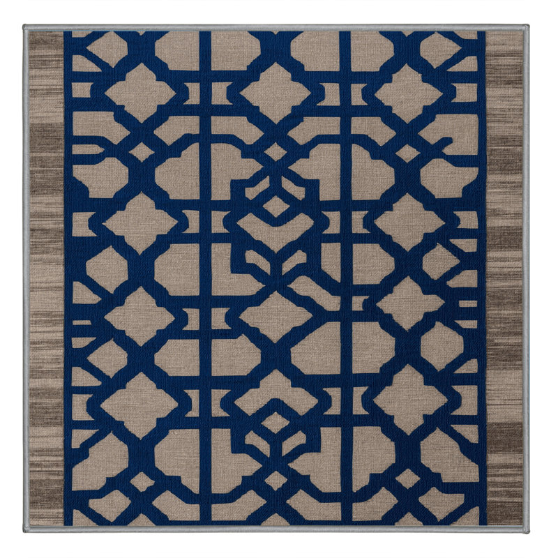 Tapis gris en treillis lavable à la machine, Carré 6 pi