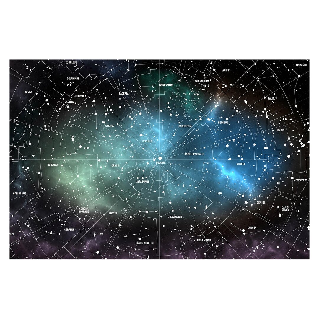 Strukturierte Fototapete Star Chart Galaxy Fog 1,9 m x 288 cm