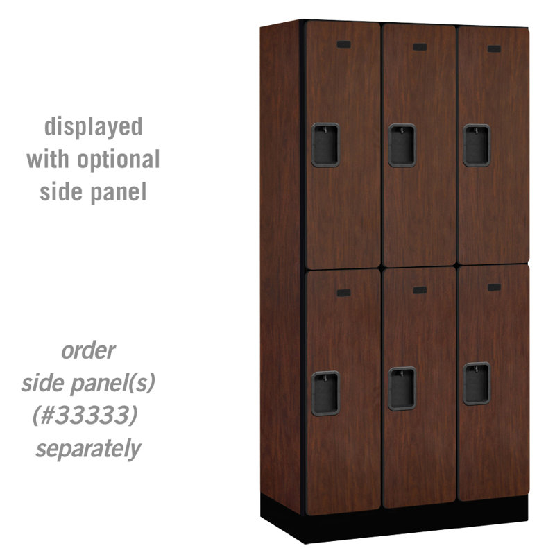Mahogany 2-Tier 6-Door Wood Locker with Black Base