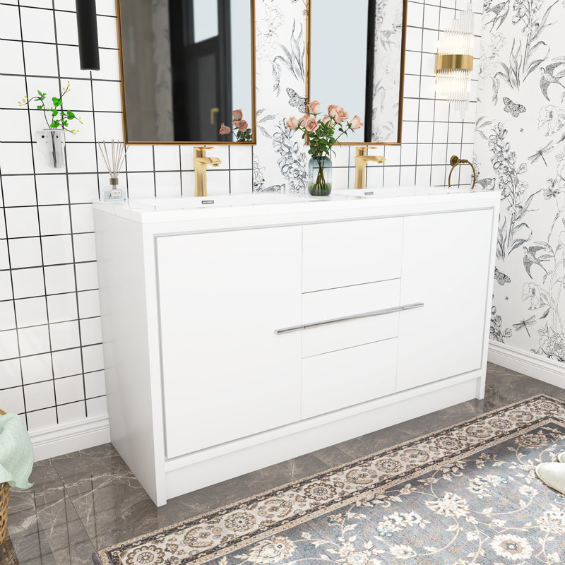 Latitude Run® Fillian 58.5'' Single Bathroom Vanity with Resin Top ...