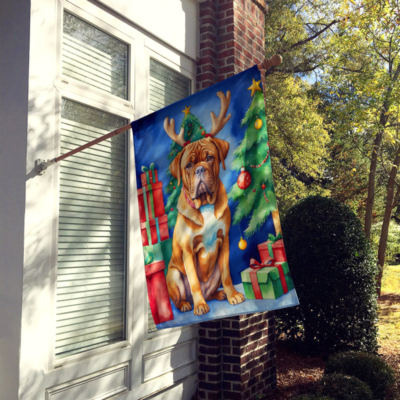 Drapeau de Noël maison de renne, Dogue de Bordeaux