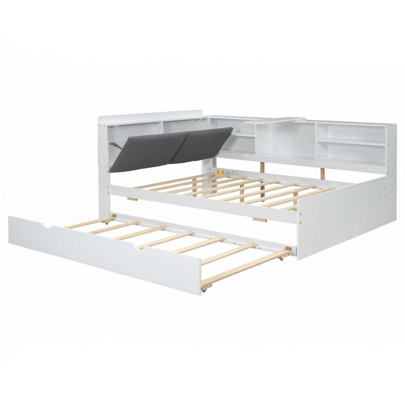 Lit plateforme avec lit gigogne, Blanc