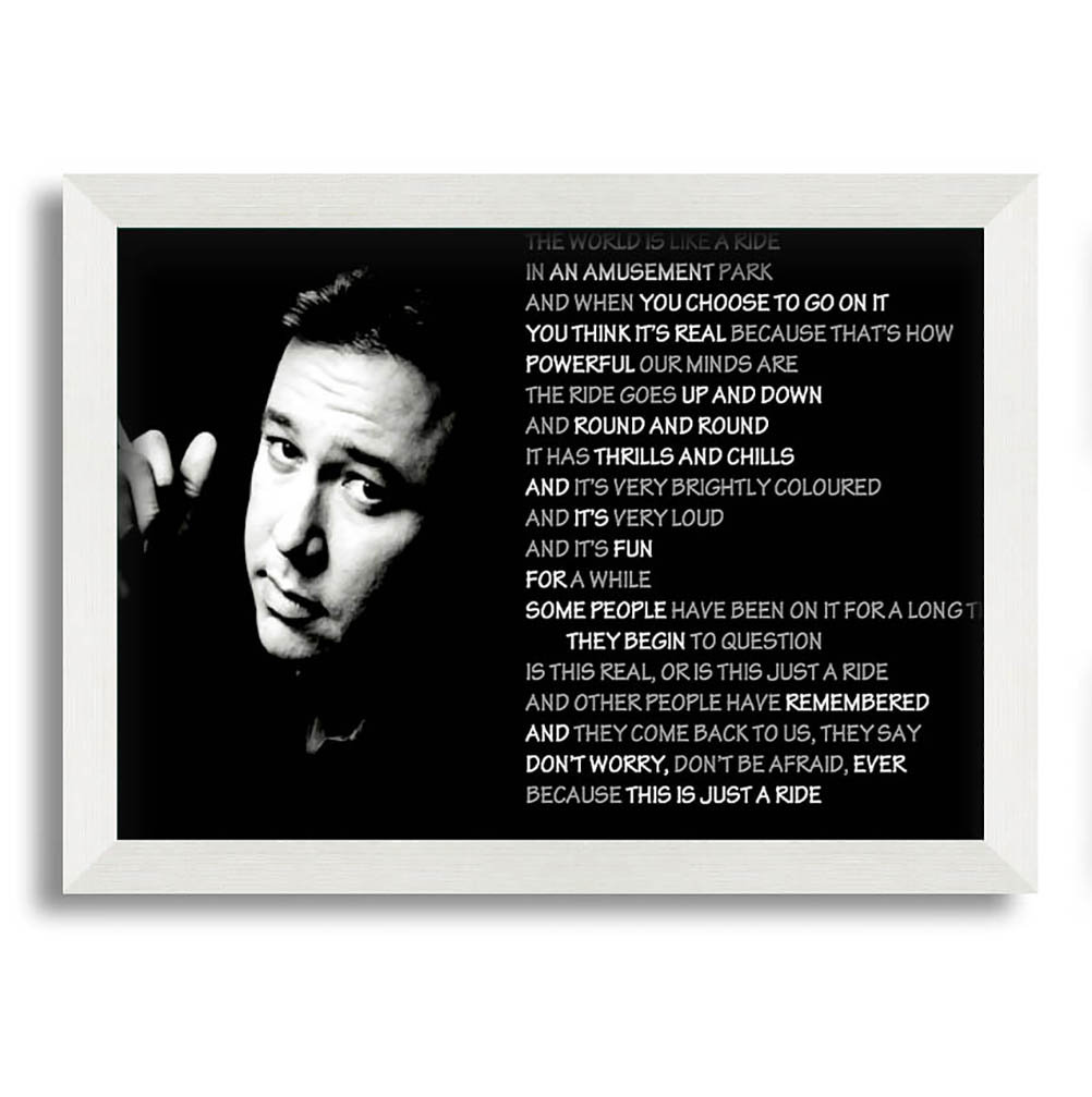 Randolf Motivational Quote Bill Hicks The World Is Like A Ride Gerahmter Druck, Wandkunst