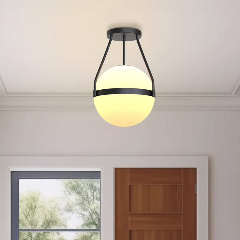 Global Glass Flush Mount, Black