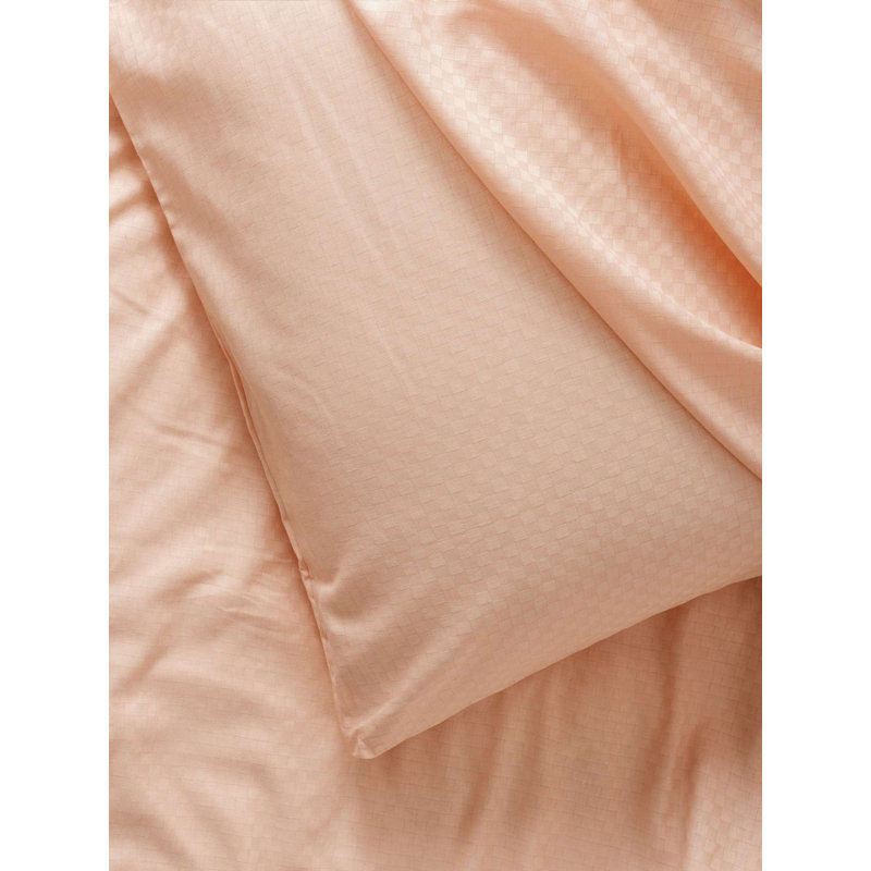 Ensemble de housse de courtepointe 100% coton de qualité supérieure Ranforce, couleur saumon | Comprend une housse de couette (78,7 x 86,6 po), un drap plat (94,5 x 102,4 po), 2 taies d'oreiller (19,7 x 27,6 po) | Lavable à la machine, impression réactive, fermeture à boutons