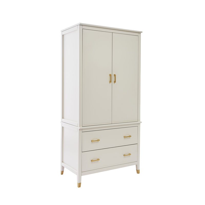 2 Door Solid + Manufactured Wood Wardrobe, White