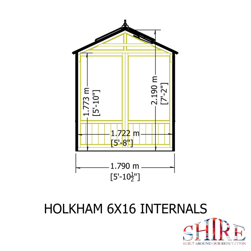 Holkham 16 ft x 6 ft Greenhouse, Blue
