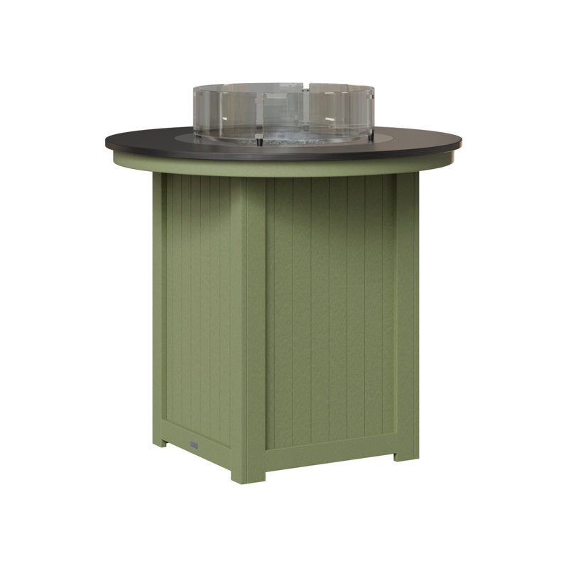 Donoma Round Bar Fire Pit Table, 39" H x 44" W x 44" D, Hammered Top Black with Sage Base