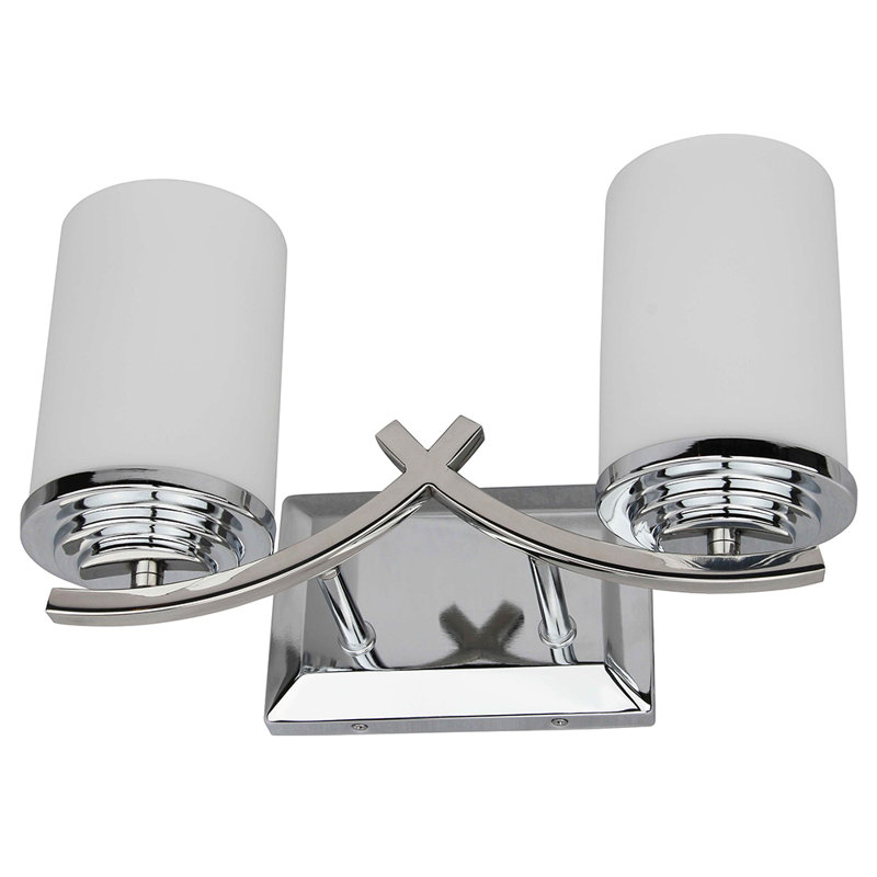 Éclairage pour meuble-lavabo 2 lumières en chrome, Blanc