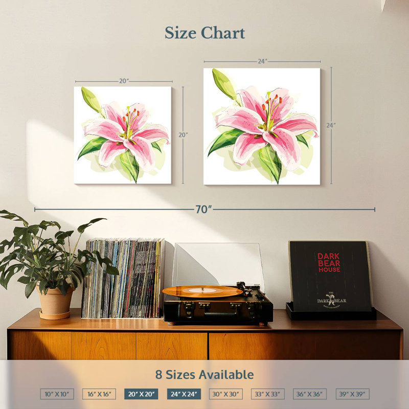 Harnek Single Pink Lily, 24" H x 24" W