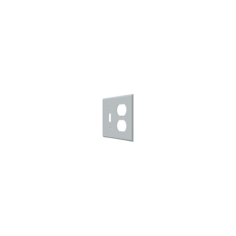 Deltana SWP4762U26D Switch Plate, Single Switch/Double Outlet in Brushed Chrome