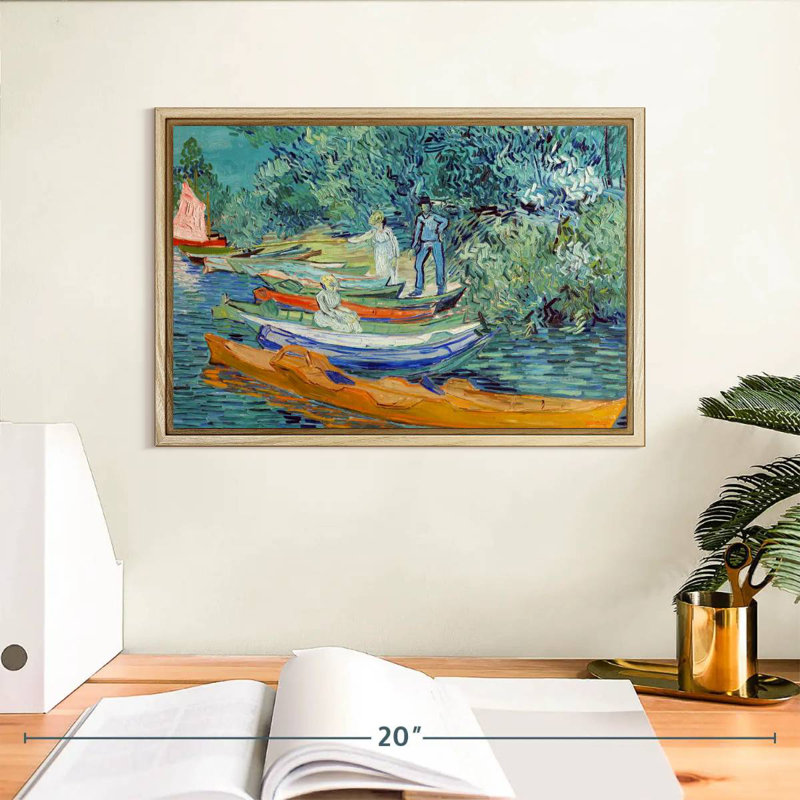 Rive de l'Oise à Auvers, Cadre flottant en bois naturel, 13 po x 9 po
