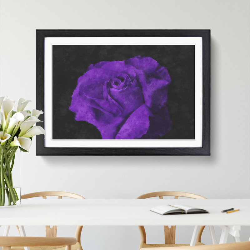 Purple Rose Flower Vol.3 - Framed Print, 27cm H x 36cm W x 2cm D, Black Framed