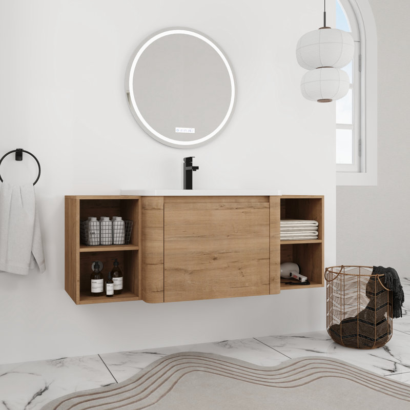 Meuble-lavabo flottant simple 52 po avec comptoir en céramique 52 po, 52"