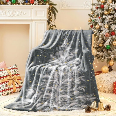 Couverture de Noël 2025, cadeaux de décorations de Noël pour les femmes, couverture en flanelle pour les fêtes d'hiver, jetés moelleux et douces pour canapé-lit ChristamsTree, motif ChristamsTree, gris, 60 po x 80 po