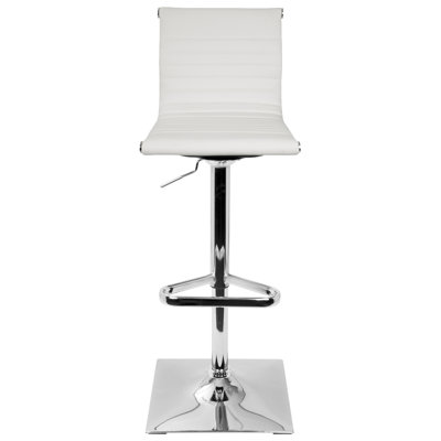 Masters Contemporary Adjustable Barstool With Swivel In White Faux Leather By Lumisource
