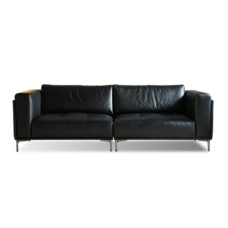 Canapé modulaire noir en cuir véritable, H 31,5 po x l 94,49 po x P 35,43 po