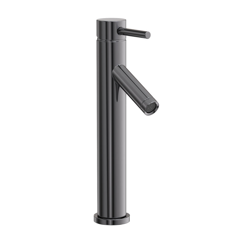 East Linear Single Hole Vessel Faucet, Midnight Chrome