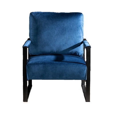 Chaise d'appoint de style Mid-Century moderne, fauteuil en velours bleu avec structure en métal pour salon, chambre à coucher, fauteuil de bureau à domicile, style