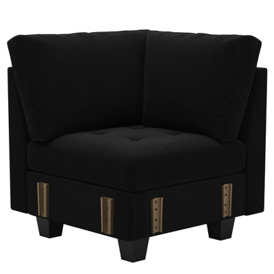 Shavera Velvet Armless Chair, Corner Seat Module For Modular Sectional Corner Sofa by Mercer41