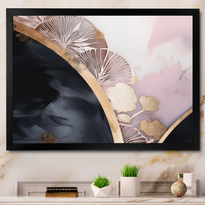 «Rose Gold Unveiling Reverie III», art mural floral abstrait, salon