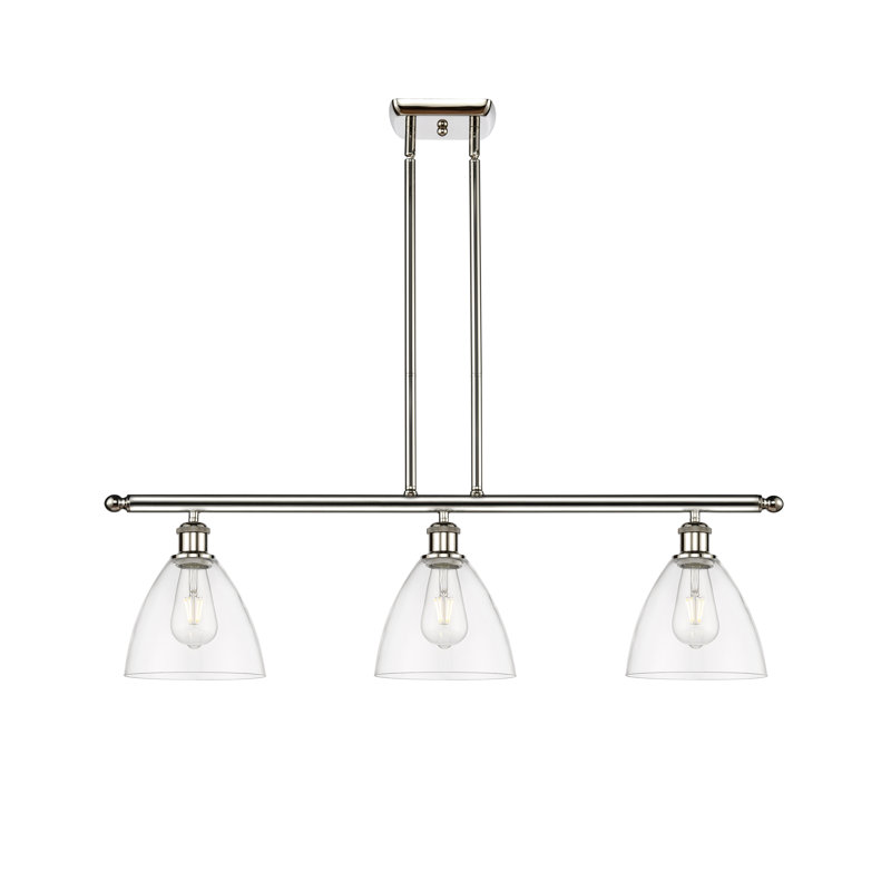 Angelka 3 - Light Kitchen Island Pendant, 43.75" H x 36" W x 7.5" D, Clear, Polished Nickel