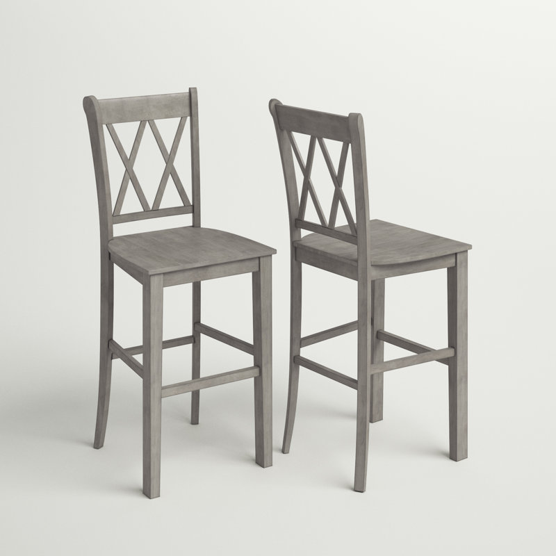 Tabouret de bar et de comptoir en bois massif Fortville, Gris antique, Tabouret de bar (siège d'une hauteur de 29 po)
