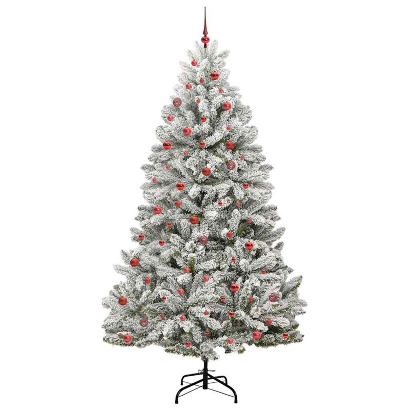 Artificial Christmas Tree Green and White PVC and Metal, 8.86 ft