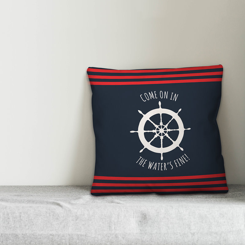  Coussin décoratif «Come on in the water», Polyester / Bourre en polyester, 18 po x 18 po