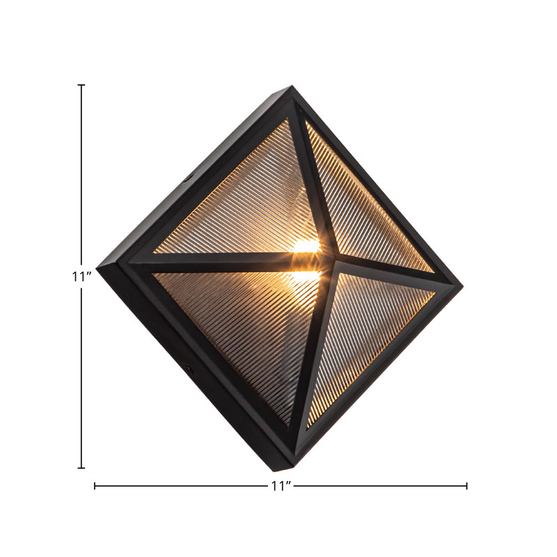 Cairo Black Ribbed Glass Dimmable Outdoor Wall Sconce