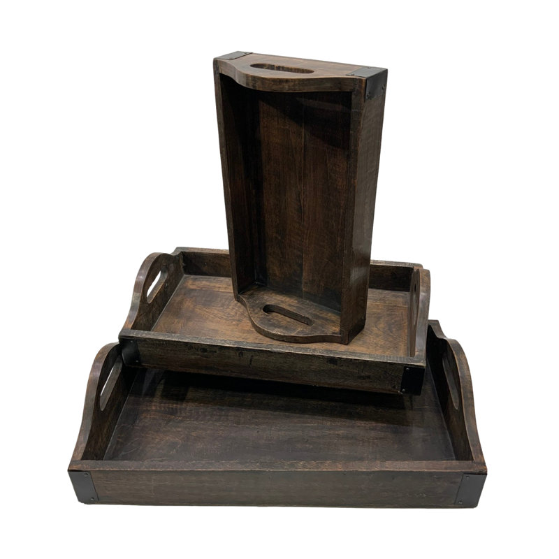 Alejadro Solid Wood Tray - Set of 3