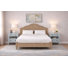 Dana Heights 3 Piece Bedroom Set – Sand Mindi Wood Bed With Ocean Blue Nightstands, Usb Charging, King Or Queen